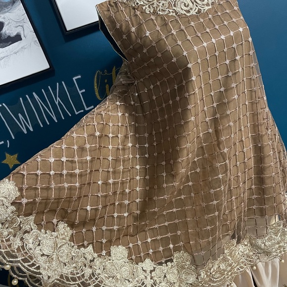 short frock with back tail and gharara.Sleeves are included but not stitched. - Picture 2 of 5